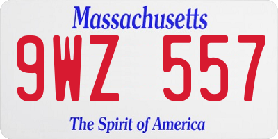 MA license plate 9WZ557