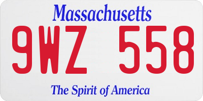 MA license plate 9WZ558