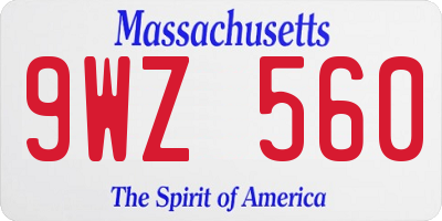 MA license plate 9WZ560