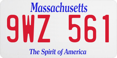MA license plate 9WZ561