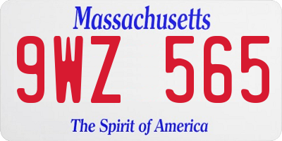 MA license plate 9WZ565