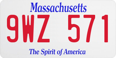 MA license plate 9WZ571