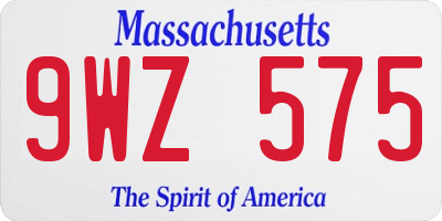 MA license plate 9WZ575