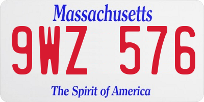 MA license plate 9WZ576