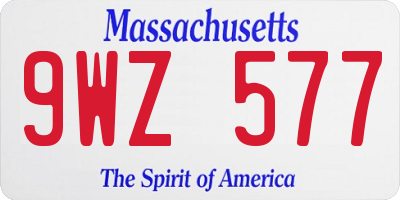 MA license plate 9WZ577