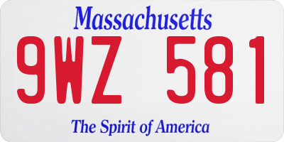 MA license plate 9WZ581