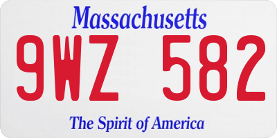 MA license plate 9WZ582