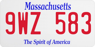 MA license plate 9WZ583