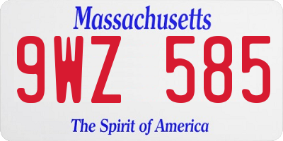 MA license plate 9WZ585