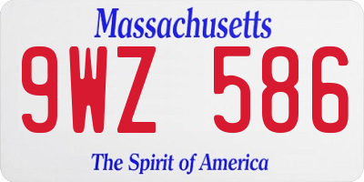 MA license plate 9WZ586