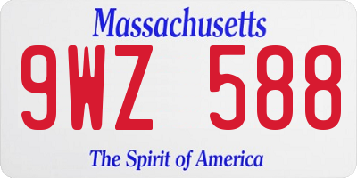 MA license plate 9WZ588