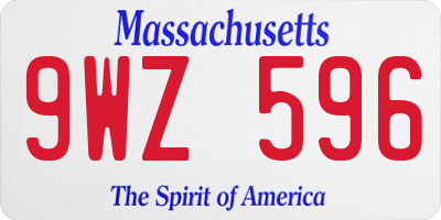 MA license plate 9WZ596
