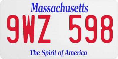 MA license plate 9WZ598