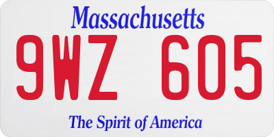 MA license plate 9WZ605