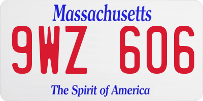 MA license plate 9WZ606