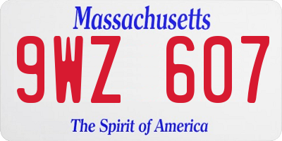 MA license plate 9WZ607