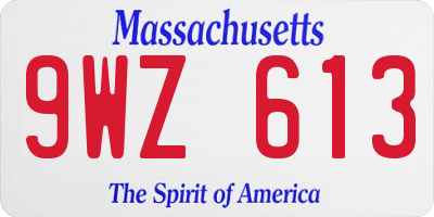 MA license plate 9WZ613