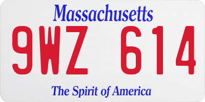 MA license plate 9WZ614