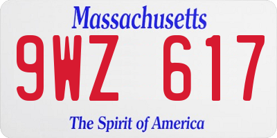 MA license plate 9WZ617