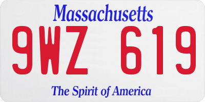 MA license plate 9WZ619