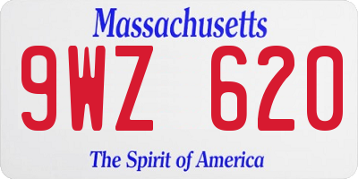 MA license plate 9WZ620