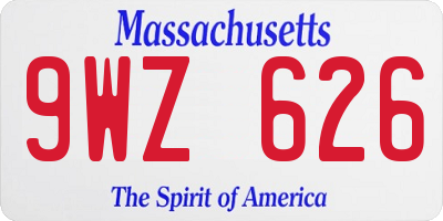 MA license plate 9WZ626