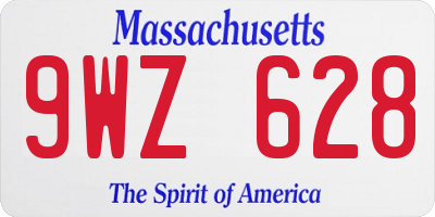 MA license plate 9WZ628