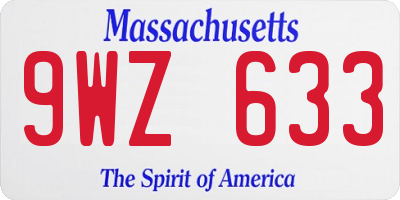 MA license plate 9WZ633