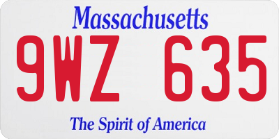 MA license plate 9WZ635