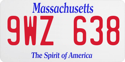 MA license plate 9WZ638