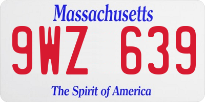 MA license plate 9WZ639