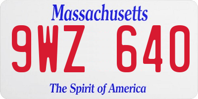 MA license plate 9WZ640