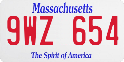 MA license plate 9WZ654