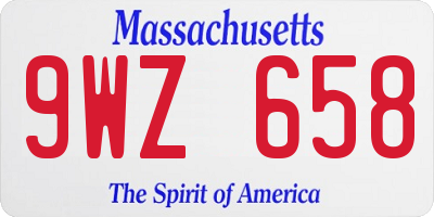 MA license plate 9WZ658