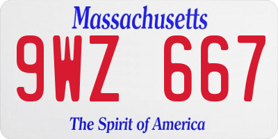 MA license plate 9WZ667