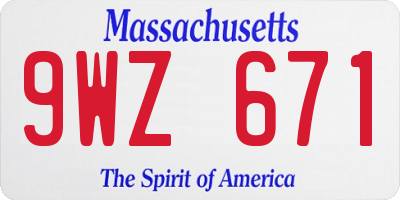 MA license plate 9WZ671