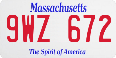 MA license plate 9WZ672
