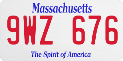 MA license plate 9WZ676