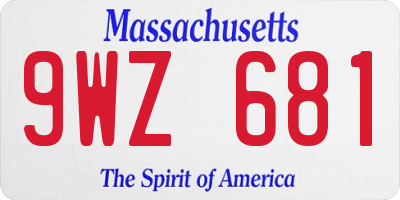 MA license plate 9WZ681