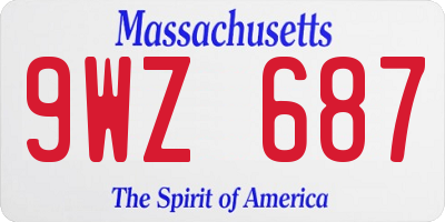 MA license plate 9WZ687