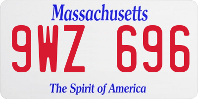 MA license plate 9WZ696