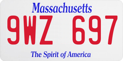 MA license plate 9WZ697