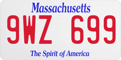 MA license plate 9WZ699