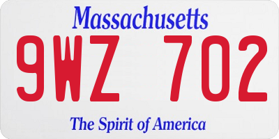 MA license plate 9WZ702