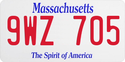 MA license plate 9WZ705