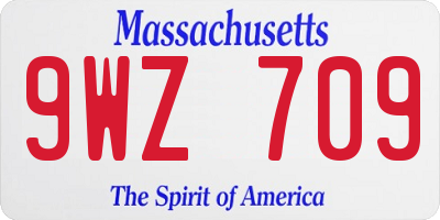 MA license plate 9WZ709