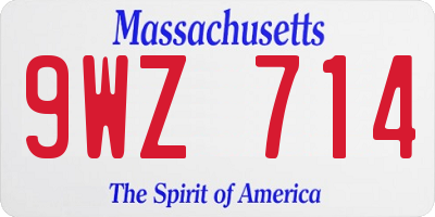 MA license plate 9WZ714