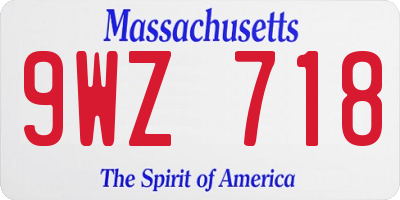 MA license plate 9WZ718