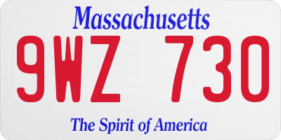 MA license plate 9WZ730