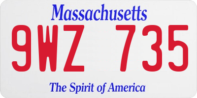 MA license plate 9WZ735